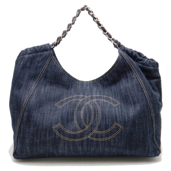 Chanel Cococabas PM Denim Indigo Shoulder Tote Blue - Picture 1 of 7